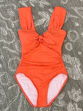 Women’s Carmen Marc Valvo Coral One-Piece Swimsuit with Front Knot